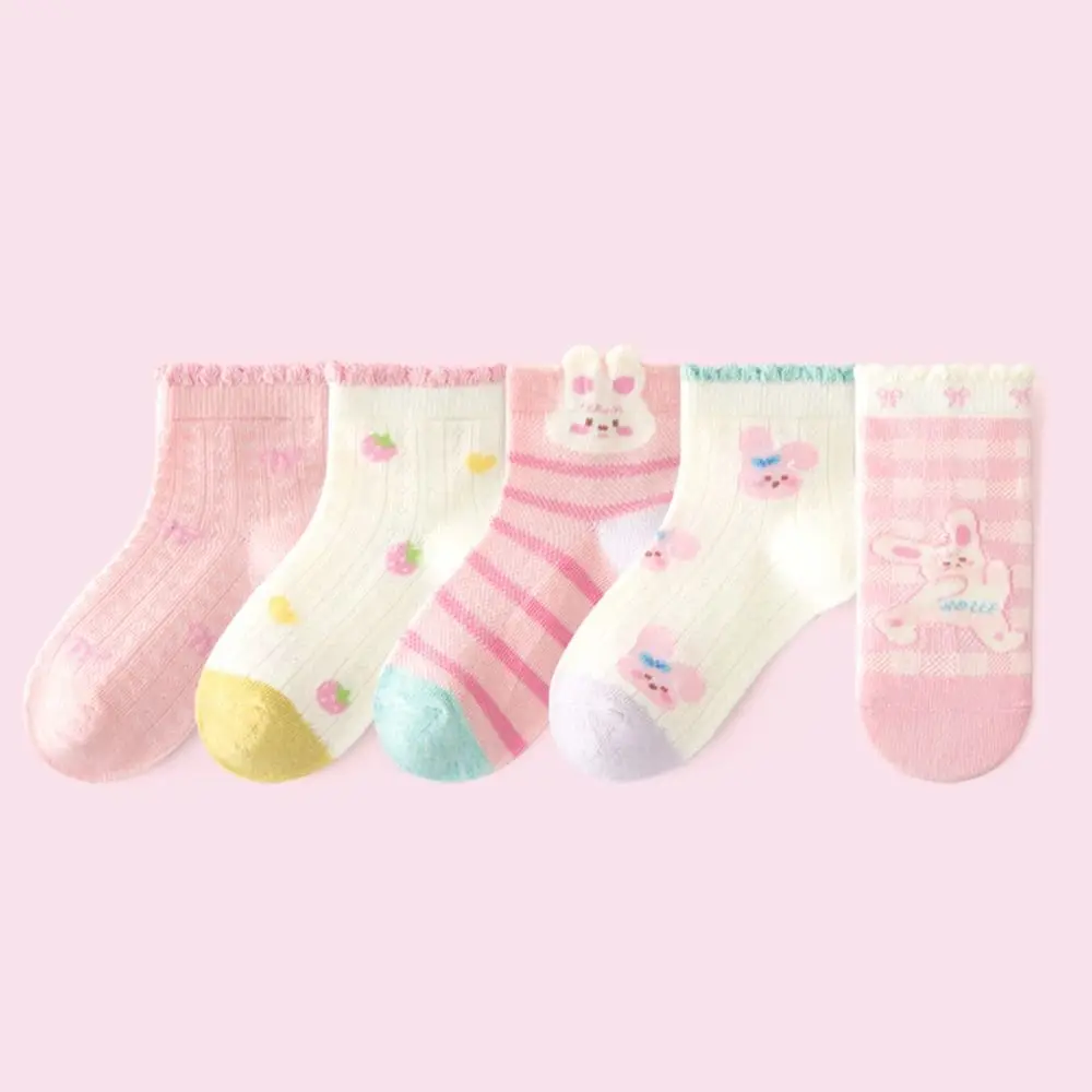 5Pairs Fashion Ruffle Baby Cotton Socks Autumn Spring Cute Toddle Short Tube Socks Sweet Mid-calf Newborn Socks Children