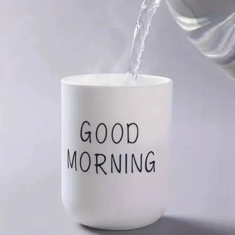 Slogan Graphic Mouthwash Cup Couple Toothbrush Cup Plastic Gargle Bathroom Tumbler Bathroom Accesso 1pc