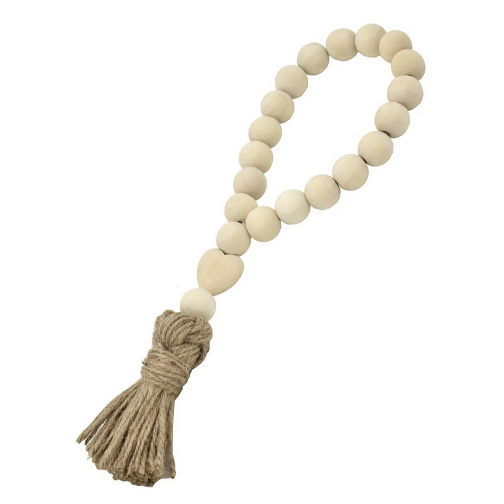 

Tassel Heart Beads Hanging Beaded Decor Wood Pendant Love Domestic Creative Wall