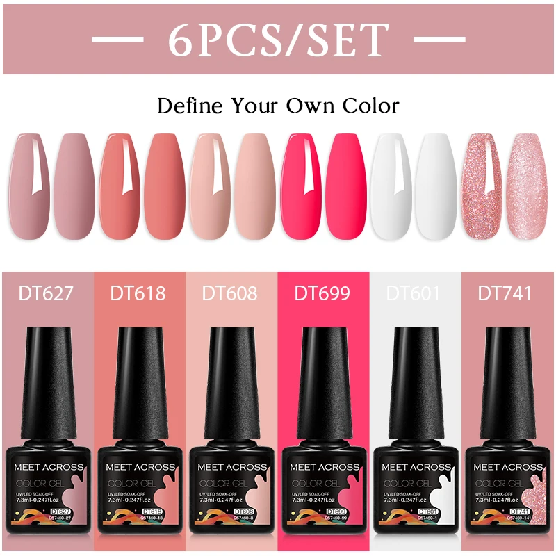 6 Teile Set 7,3ml Nagellack Rosa Edition 1