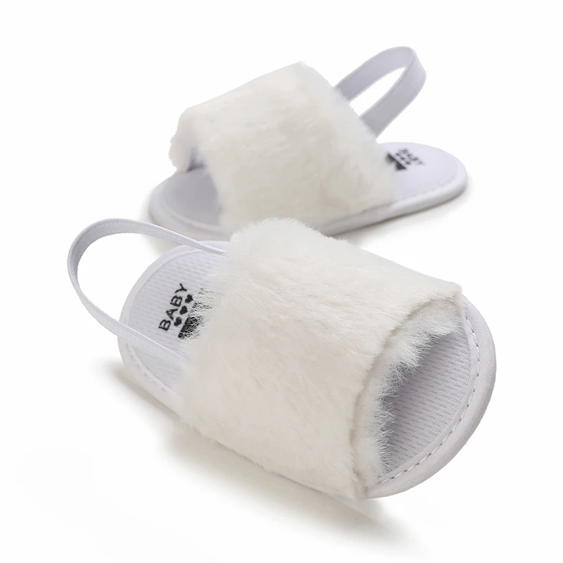 Elastic straps, soft soles, anti slip slippers, soft and comfortable synthetic fur baby sandals