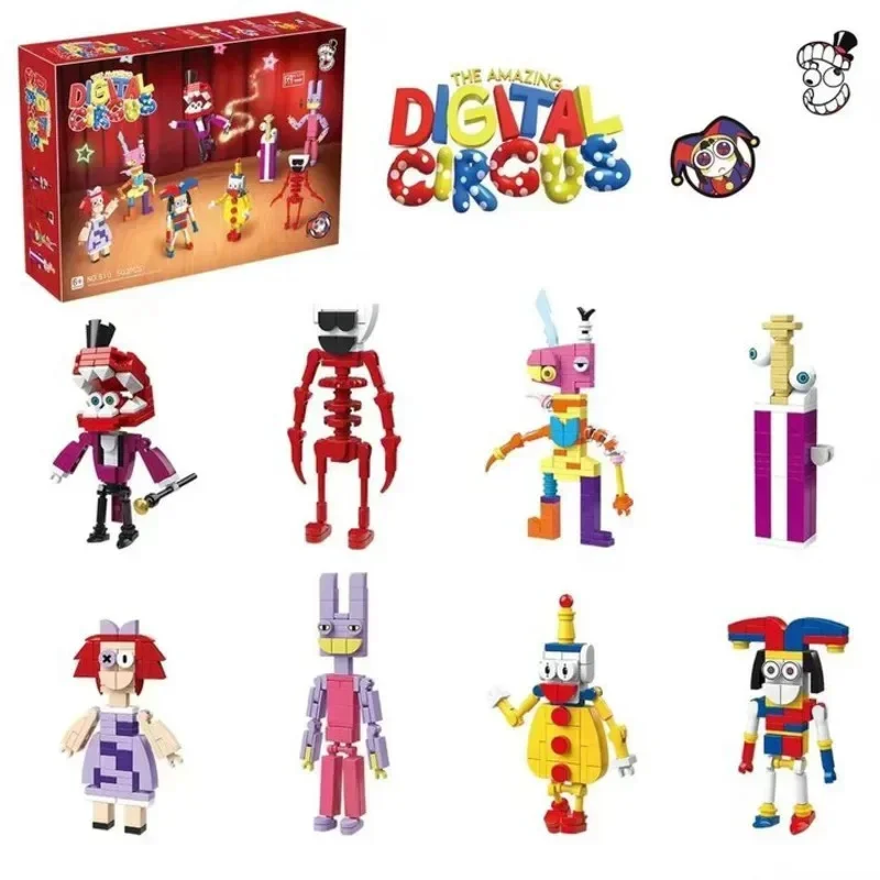 

The Amazing Digital Circus Building Blocks 8PCS Sets Cute Jax Pomni Clown Blocks Compatible Assembly Toy Christmas Birthday Gift