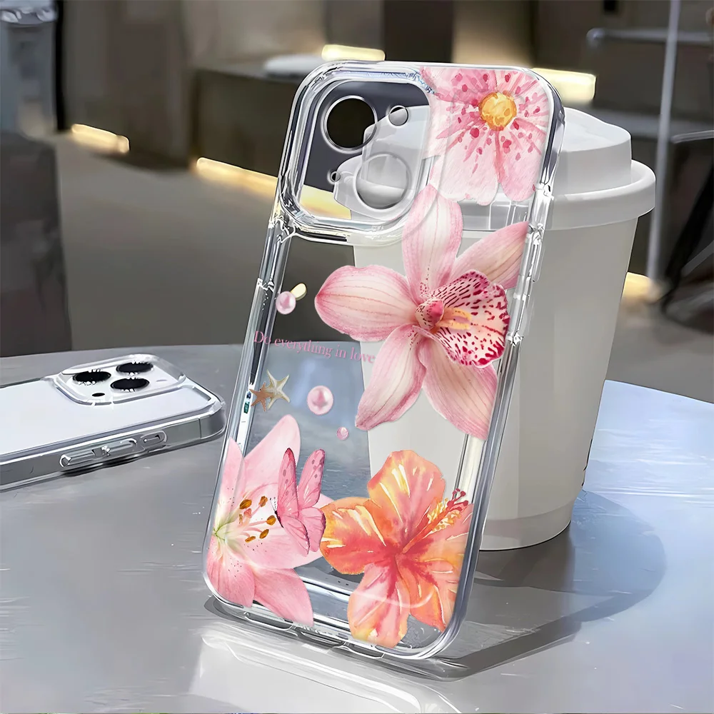 Custodia Trasparente Antiurto Per IPhone Con Fiore - Compatibile Con 16, 15, 14, 13, 12, 11 Pro/Max/Plus