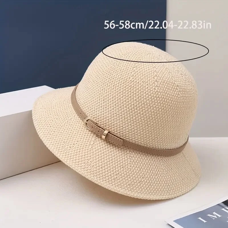 hats for women Sun protection all-match fisherman hat woven women's knitted hollow casual travel to make the face look smaller