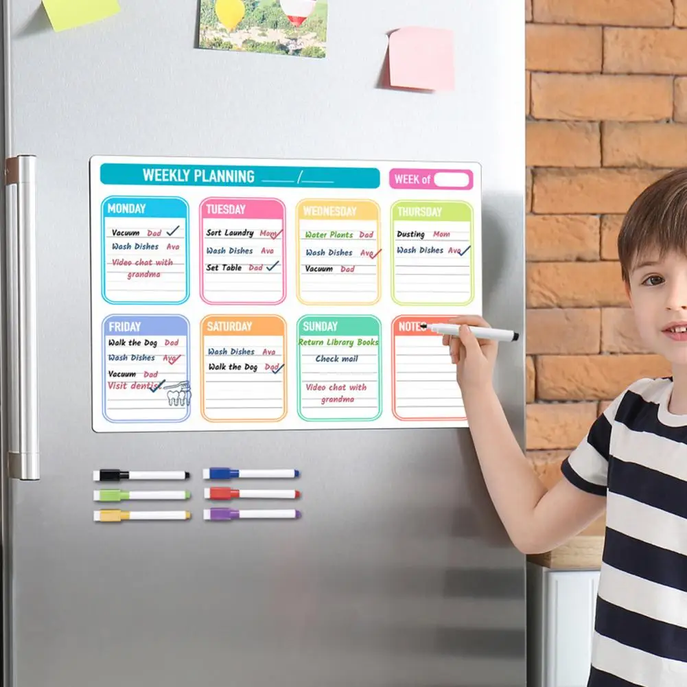 Residue-free Writing Board Magnetic Message Board Weekly Planner Organize Home Kitchen with An Erasable Writing Surface Fridge