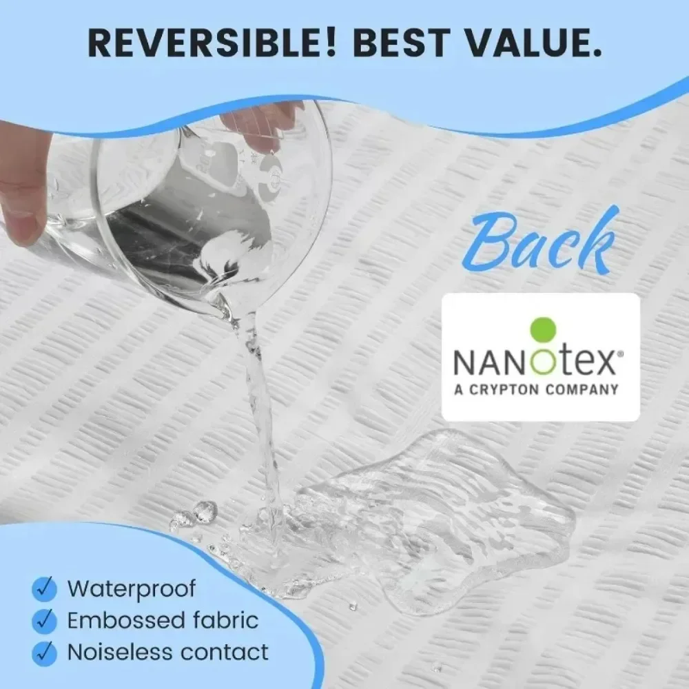 Reversible Queen Mattress Pad Memory Foam, Bamboo Viscose Egg Crate Mattress Topper Queen Size, Noiseless Waterproof Mattress 3