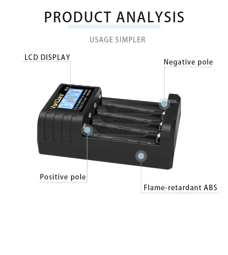 4-slots ALL4 LCD Smart Battery Charger for AA AAA 1.2v Ni-MH ni-cd 1.5v Lithium