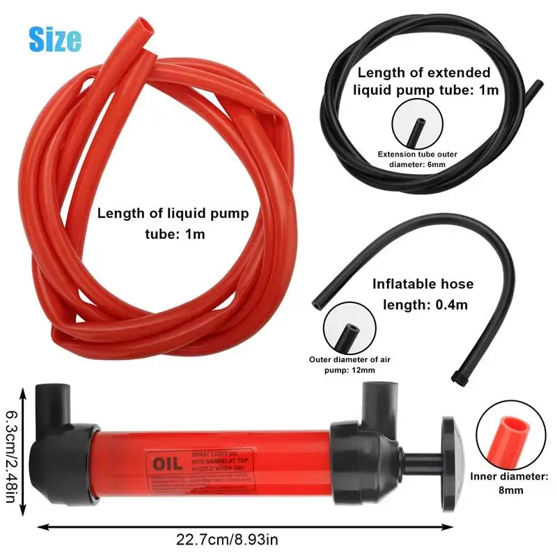 1 Set Hochwertiger Aufblasbarer Schlauch für Flüssigkeiten, Benzin und Gas - Tragbare Manuelle Pumpe für Auto-Zubehör - Öl-Siphon mit Handsaugfunktion – Detail 11