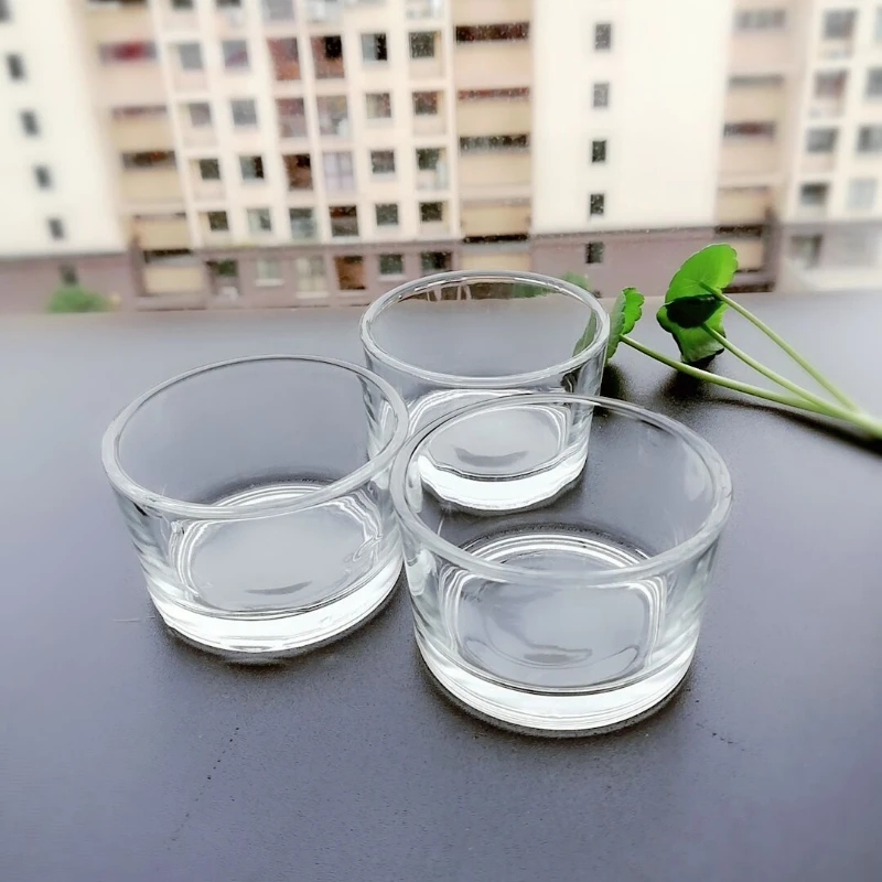 Small Tea Wax Glass Candle Holder Round Candle Glass 5pcs