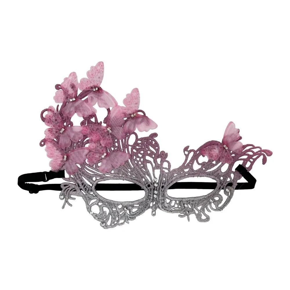 Leichte Spitzen-Halbgesichtsmaske mit Strass, atmungsaktive Schmetterlings-Maskerade-Maske, Farbverlauf-Partymaske für Themenparty, Abschlussball, Cosplay – Detail 5