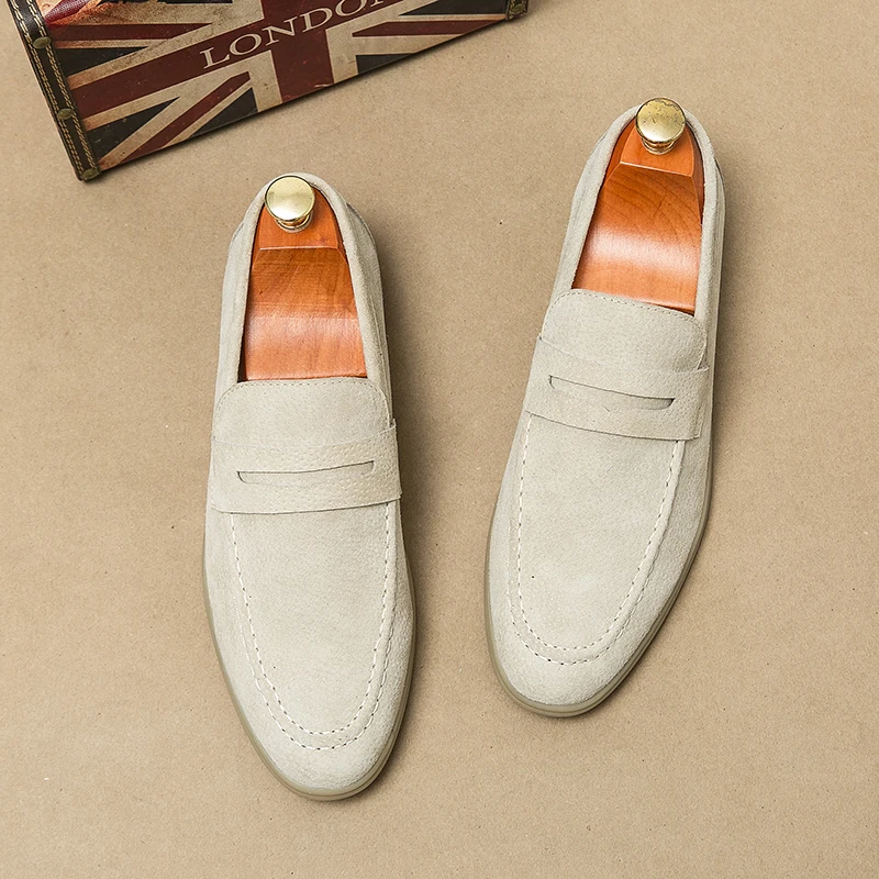 Classic Soft Suede Shoes Penny Men Loafers Slip On Leather Casual Men Shoes Comfort Driving Shoes Men Flats Walking Footwear 5