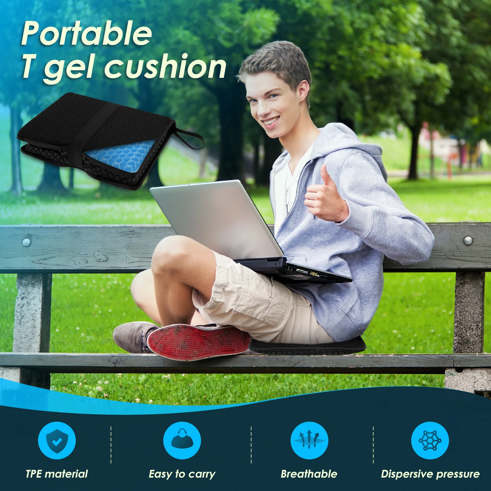 Foldable Gel Seat Cushion Soft TPE Car Cooling Seat Cushion Portable Travel Chair Mat Home Office Chair Cushion Car Accessories 2