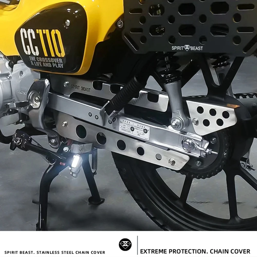 

Чехол на цепочку мотоцикла Spirit Beast, защитный чехол на цепочку, защитный чехол из нержавеющей стали для цепочки Honda Cub CC110