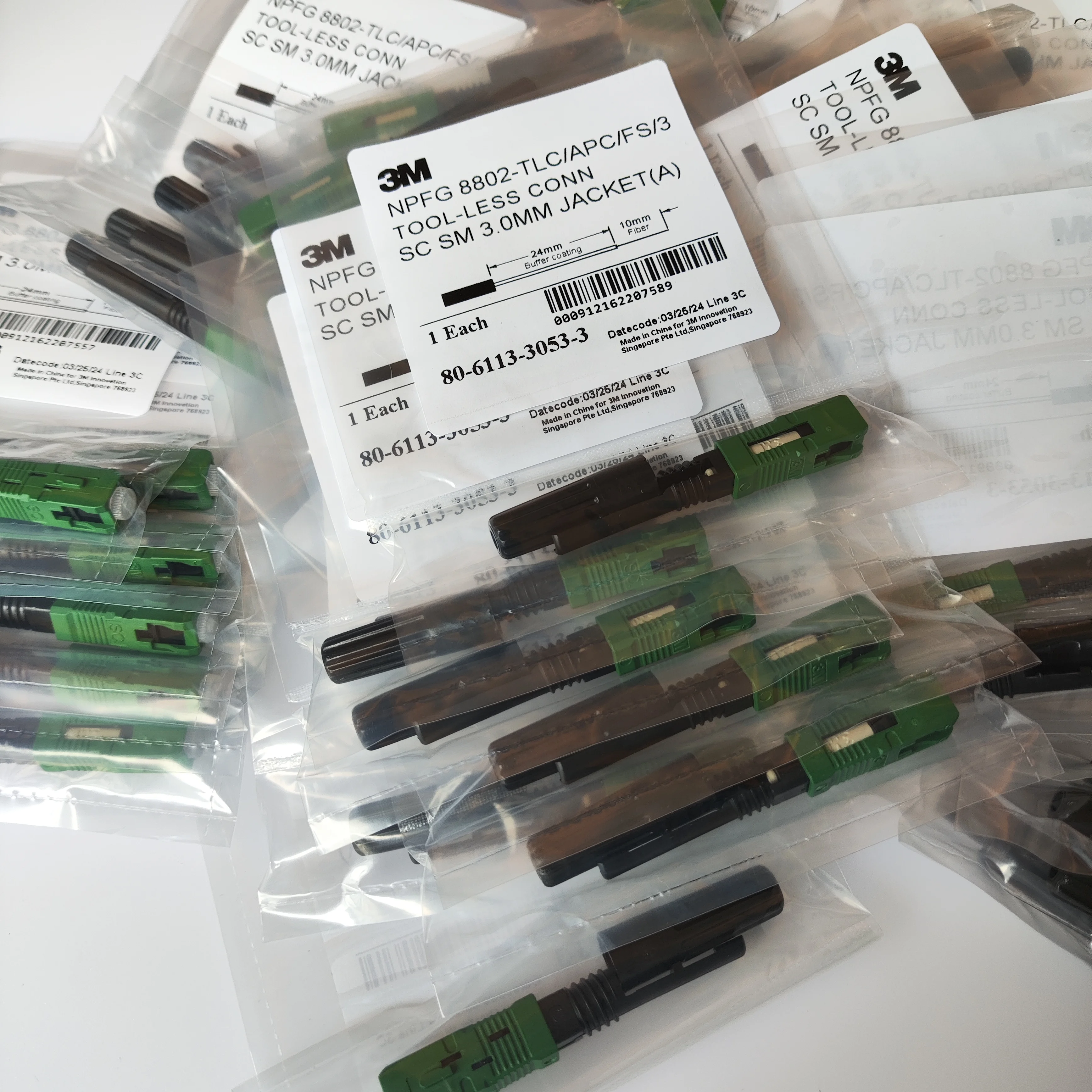 100PCS 3M8802-TLC/3 SC APC Fiber Optic Singlemode Fast Connector Embedded Optical fiber quick Connector