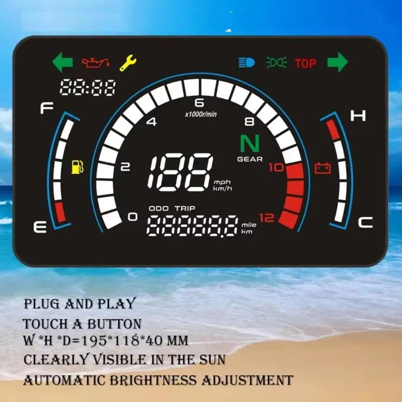 C63D Drehzahlmesser, Motorrad-Instrument, Armaturenbrett, digitaler Tachometer, kompatibel für EX5 Dream/EX5 Ipowed Universal – Detail 7