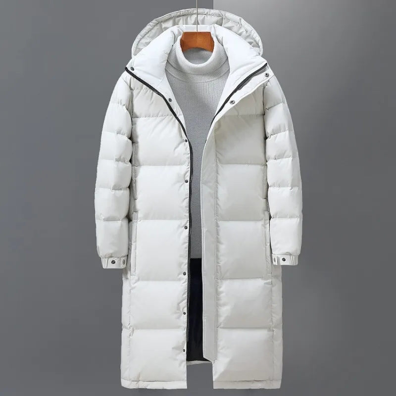 

Mens Winter Long Down Jackets Mens Casual Hooded White Duck Down Coats High Quality Outdoor Ski Thicken Warm Windproof Outwear