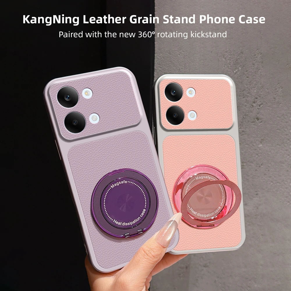 Luxury Litchi Pattern Ultra-Thin Swivel Bracket Anti-Drop Phone Case Cover