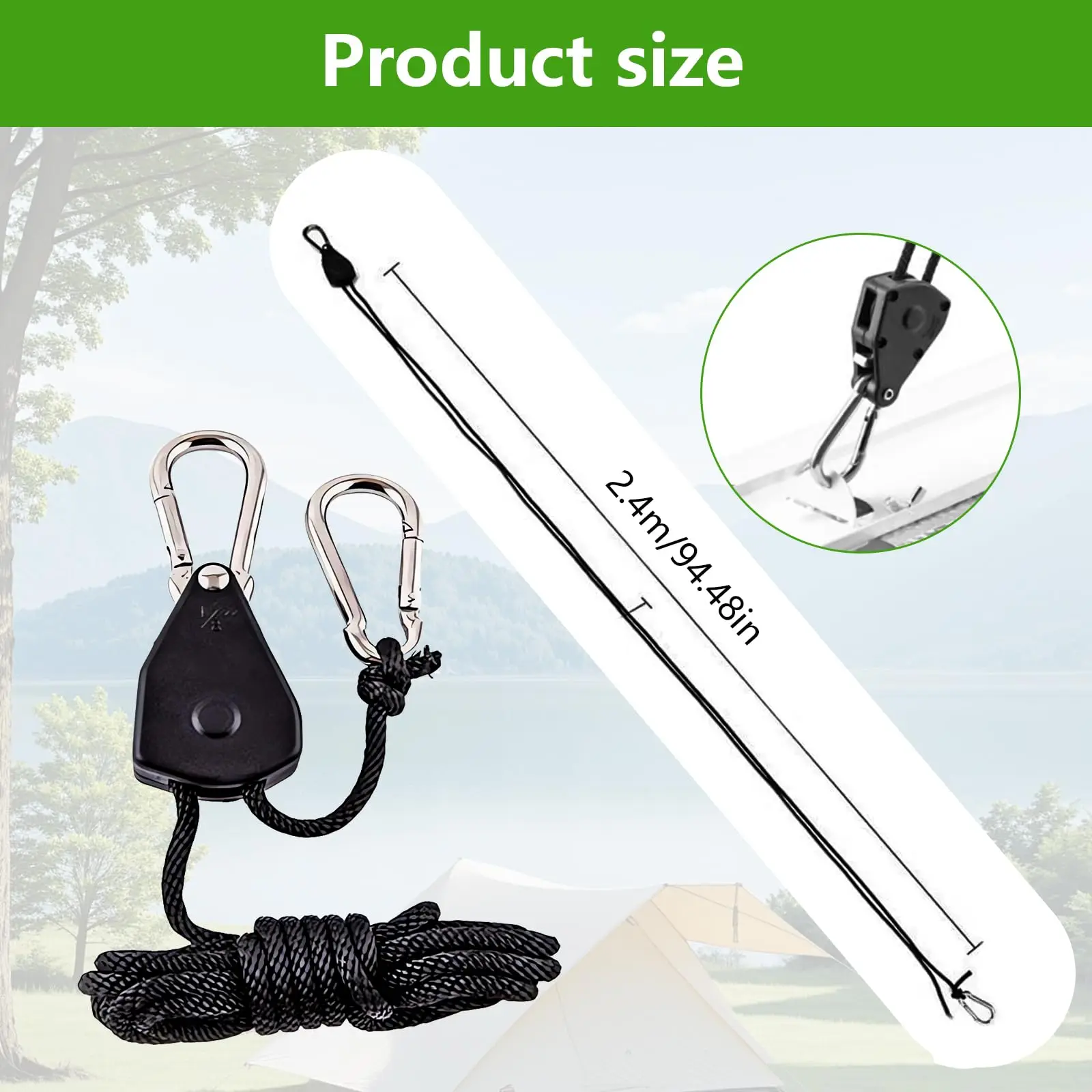 6 Corde Riflettenti Per Tenda Con Puleggia, 5m X 4mm, Regolabili Con Cricchetto In Alluminio, Per Campeggio - 2