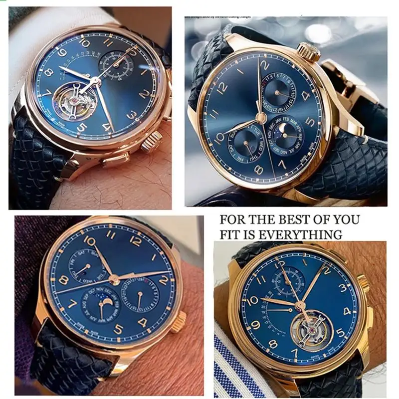 SCHIK Woven Cowhide Leather Watchband For IWC IW344205 Portuguese Chronograph Pilot Portofino Folding Buckle Strap 22mm 20MM