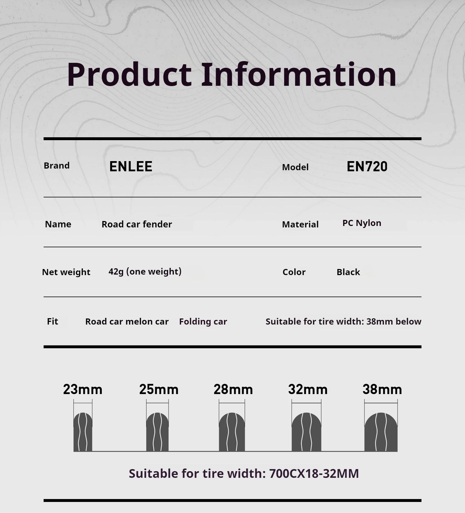 Description Picture 4 of itemENLEE Bicycle Fenders Front/Rear Tire Wheel Fenders Mudguard MTB Mountain Bike Road Cycling Fix Gear Accessories