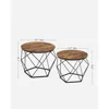 Set of 2, Round Coffee Table with Steel Frame, Side End for Living Room, Bedroom, Café Tables 3