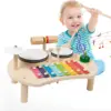 Baby Wooden Montessori Toys Musical Toys Kids Instruments Kit Early Education Drum Set Percussion Toys For Kids Boys Girls 1