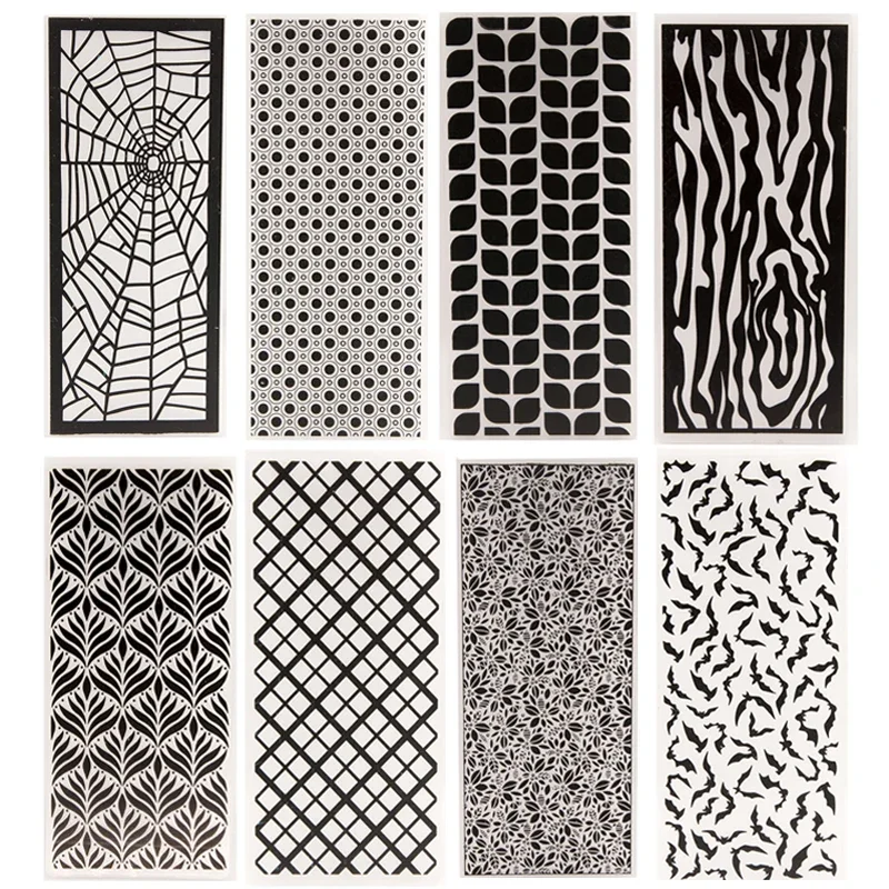 Plastic Embossing Folder Embossing Folder Spider Webs/bats/diamonds/flowers Pattern Embossing Folder Transparent Plastic Plates Design for DIY Paper Card Scrapbooking