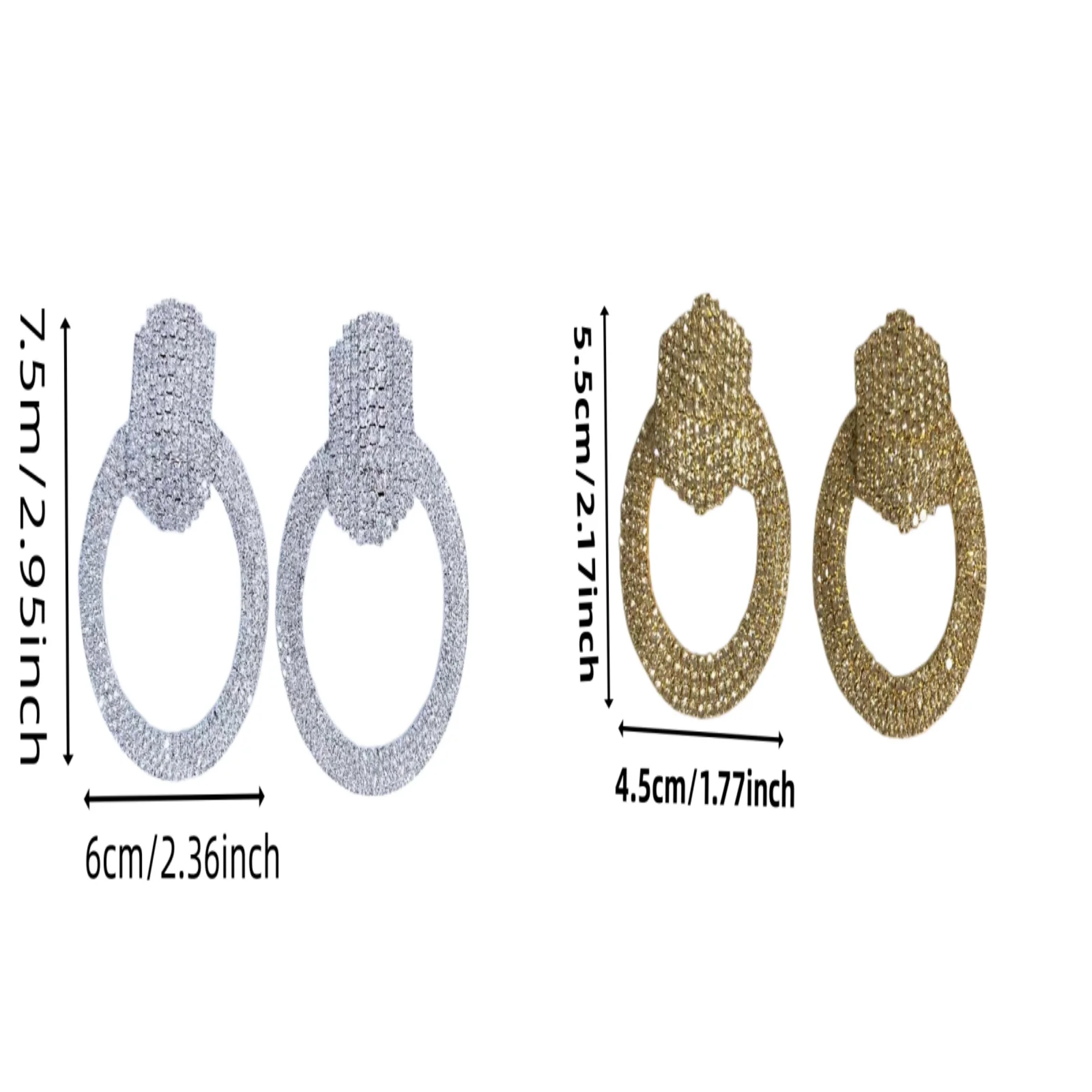 European and American large circle Rhinestone Earrings shiny crystal women's party Earrings Jewelry Fashion Party gifts