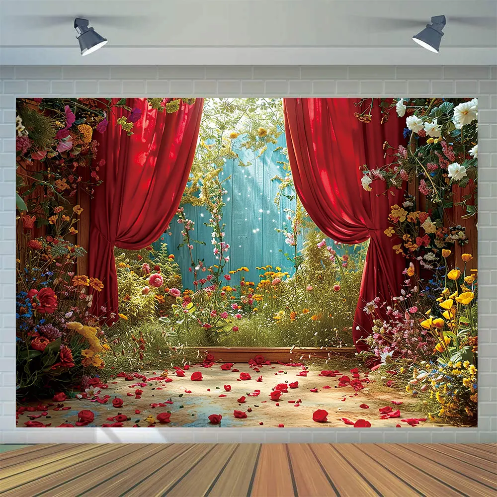 용수철 꽃 웨딩 사진 배경, 신부 샤워 약혼 파티 장식 배너, 초상화 사진 스튜디오 소품 