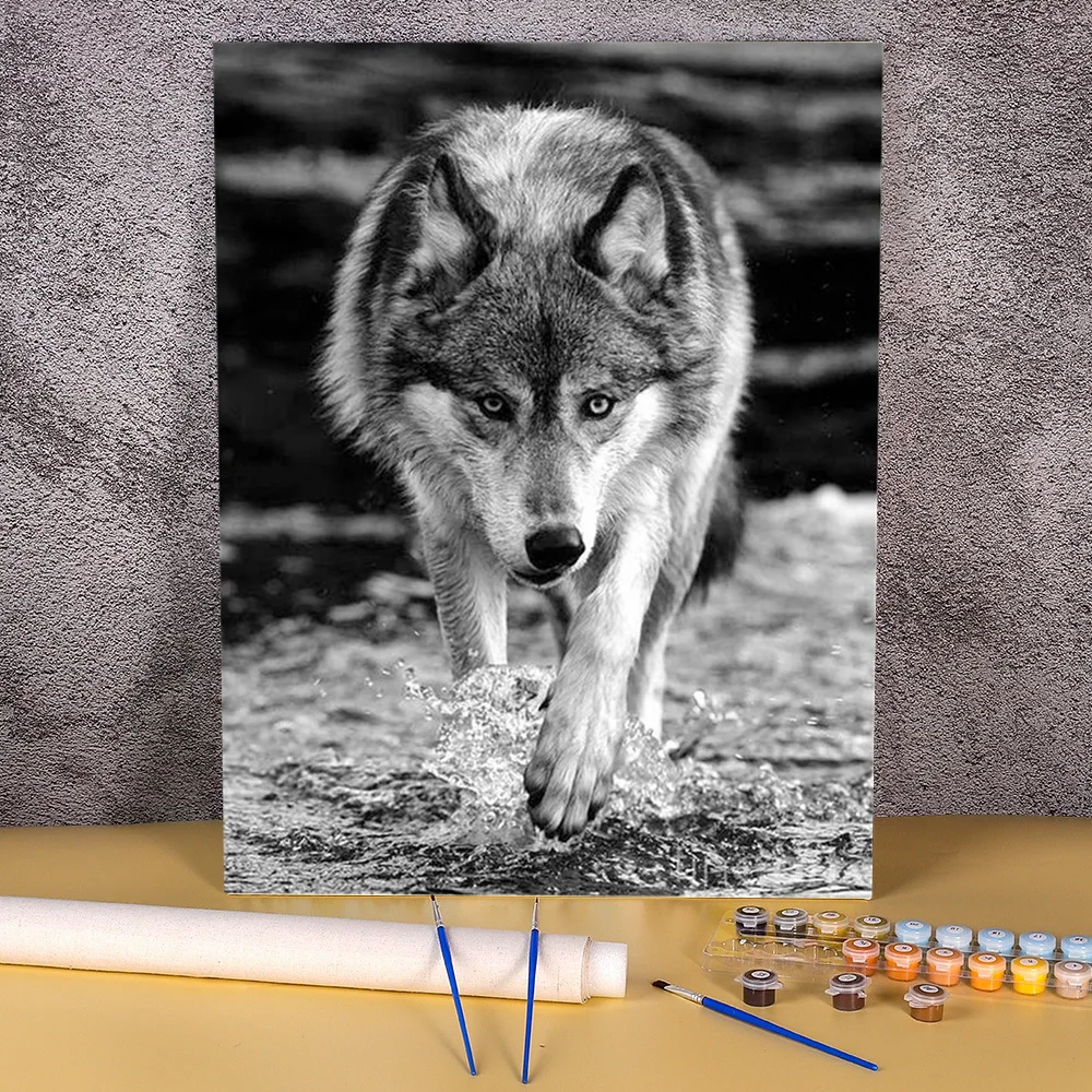 動物の形をしたアクリル絵の具のキット,50x70のキャンバスの絵
