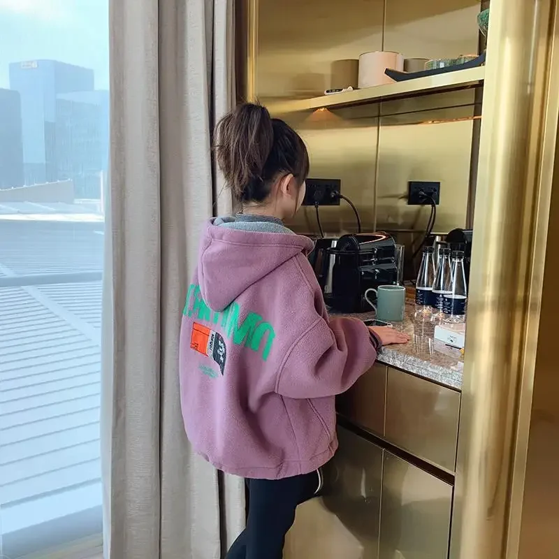 아동용 기모 두꺼운 겨울 재킷, 세련된 양 벨벳 재킷, 가을 겨울 계절 착용, 신상
