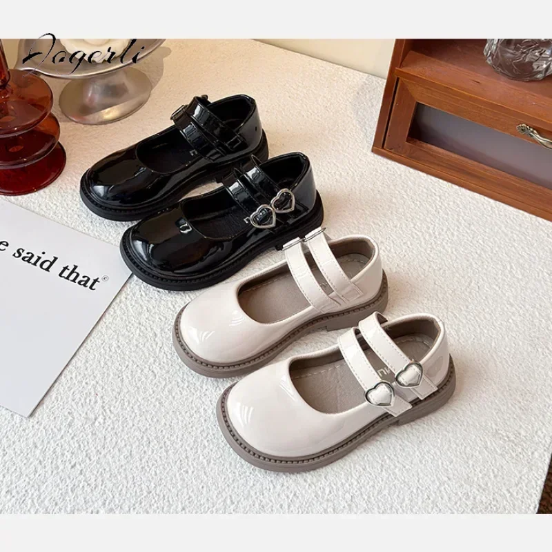 Girls Spring Autumn New Small Shoes Korean Princess School Student Loafer Flats Shoes Non-slip Soft Sole Size 26-36