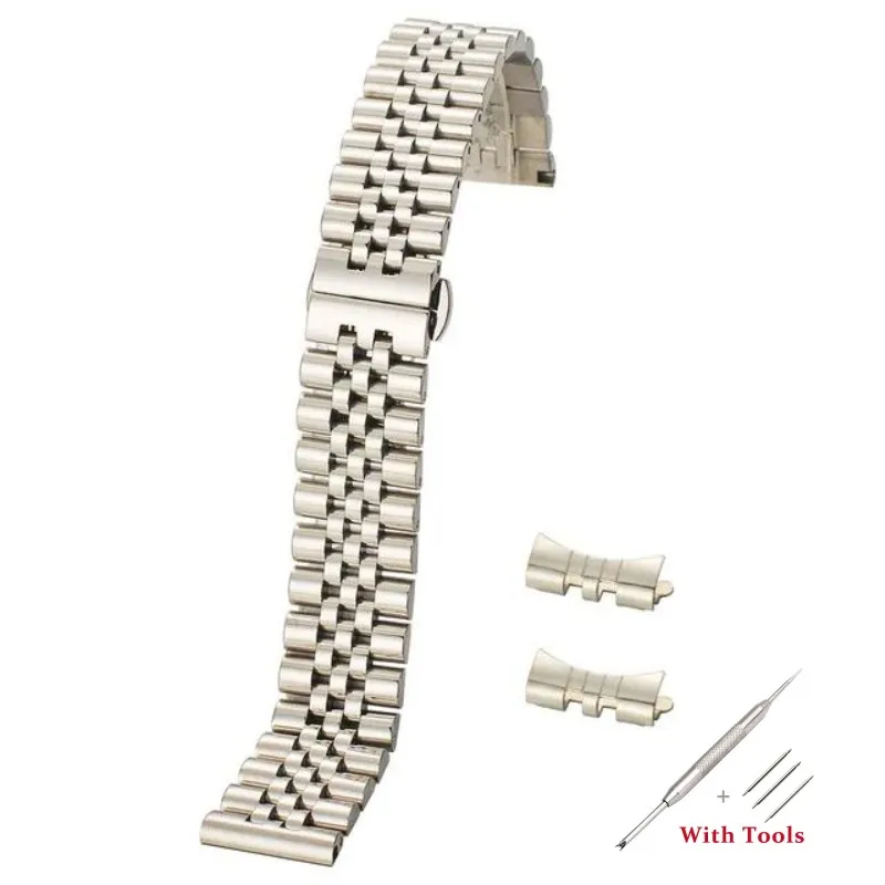 Stainless Steel Solid Watch Band Strap with Hollow Arc Interface
