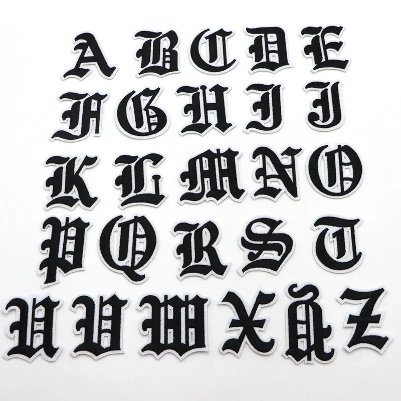 Neue 1PC Gothic Alphabet Stickerei Patches Eisen Auf Buchstaben Patch A-Z Patch Gestickte Patch Nähen Auf Patches für Kleidung Name Diy – Detail 9