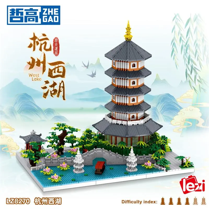 New LEZI Mini Blocks architettura in stile cinese Castle Palace Tower Building Bricks giocattoli divertenti per bambini regali ragazza presente