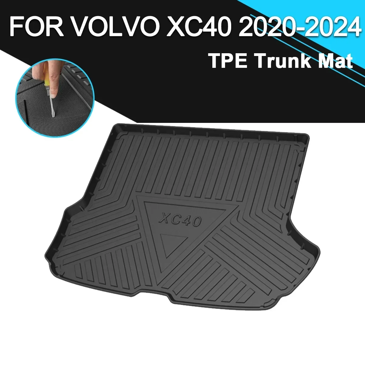 

Коврик для багажника автомобиля, нескользящий водонепроницаемый резиновый коврик из ТПЭ, аксессуары для грузового вкладыша Volvo XC40 2020-2024