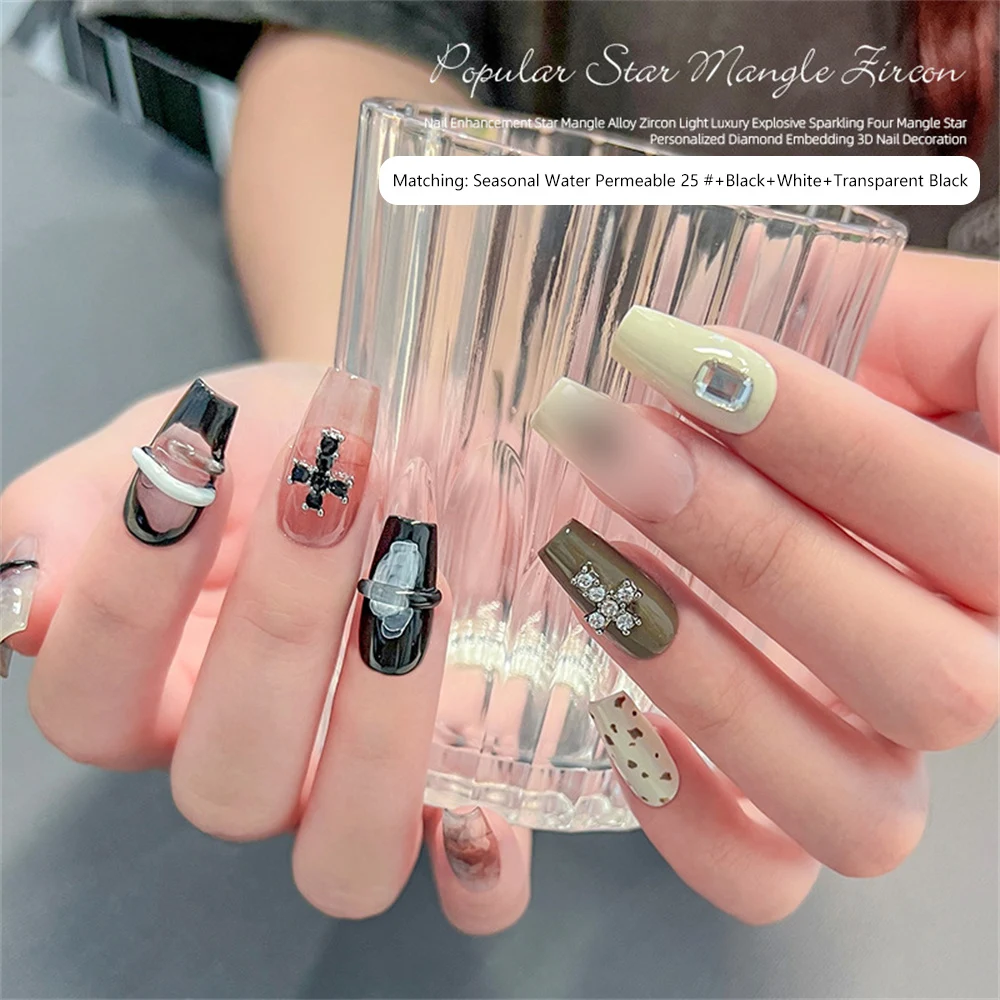 1/10pcs Retro Style Jewelry Cross Comfortable To Wear Fashionable Manicure Stylish Shiny Crystal Comfortable High Quality Flash 5