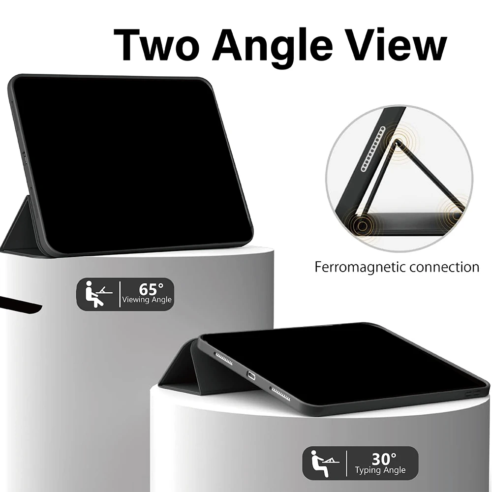 Premium Synthetic Leather Smart Case - Automatic Wake/Sleep, Solid Color, Business Style