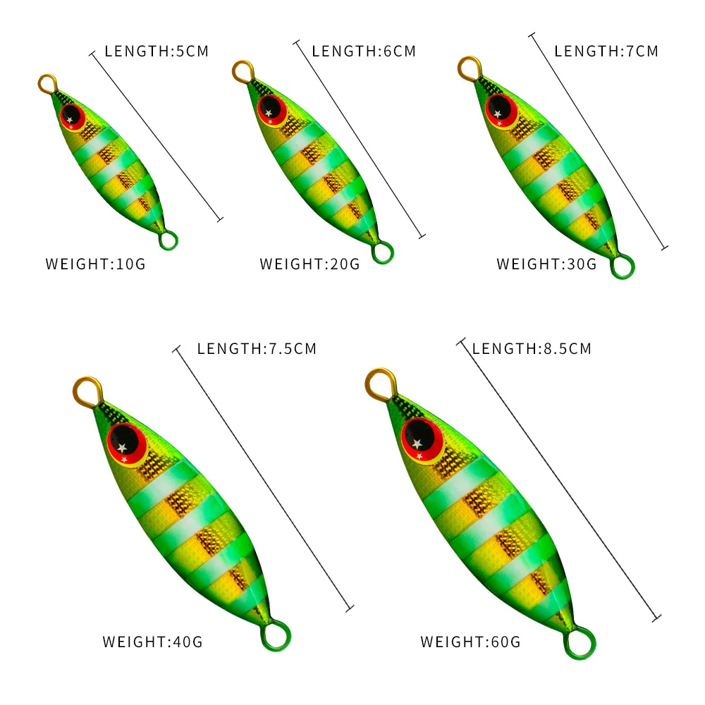 1PCS Metal Slow Jig Spoon Lure 10g-20g-30g-40g-60g Artificial Bait Hard Bass Pike Shore Slow Casting Jigging Fishing Lure 3