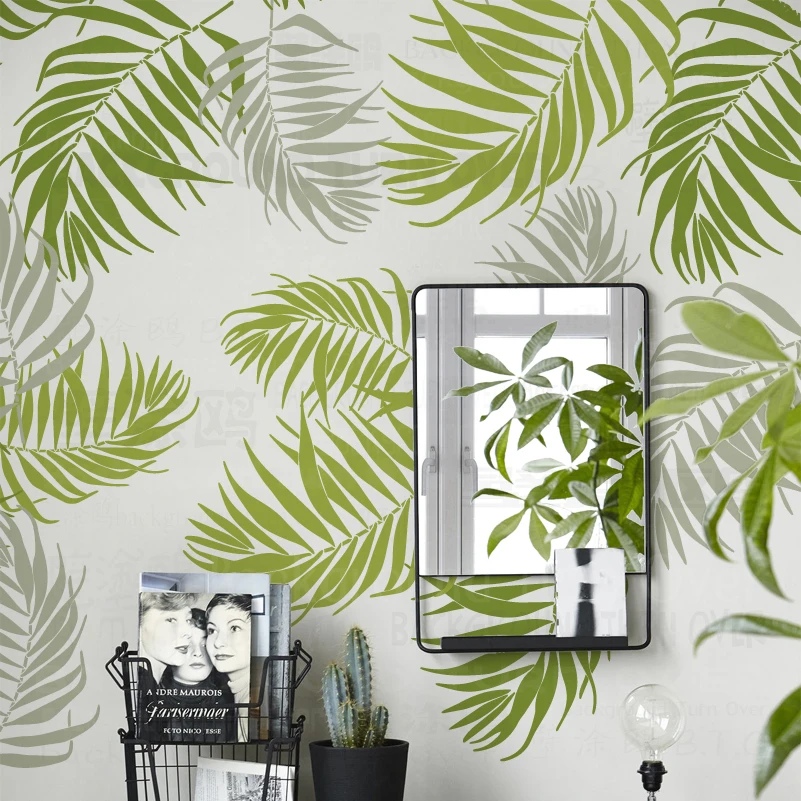 Estêncil Decorativo de Parede para Pintura Modelo de Gesso para Pintar Fabricantes de Móveis Palmeira Decorativa S273 40cm 60cm