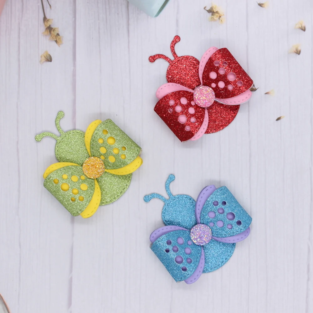 KLJUYP Ladybug Bow Metal Cutting Dies Stencils for DIY Scrapbooking Decorative Embossing DIY Paper Cards