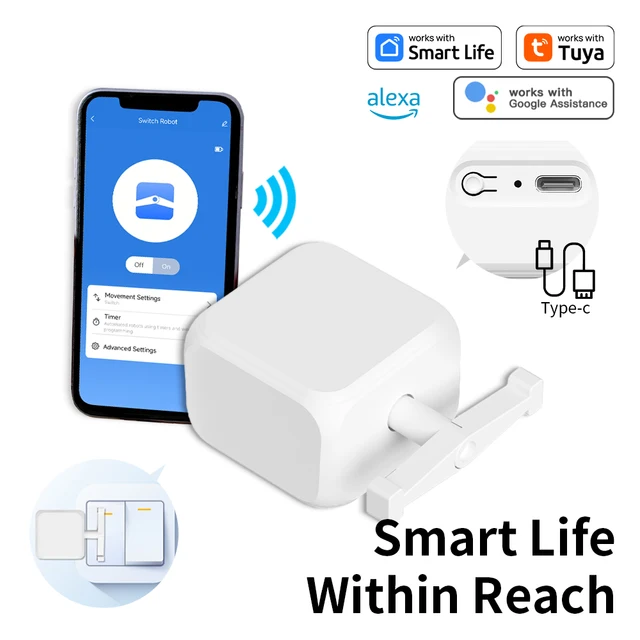 Tuya BLE Fingerbot สําหรับ Rocker Switch รีโมทคอนโทรลสวิตช์ปรับกดหุ่นยนต์สนับสนุน Google Home Alexa Voice Assistant 1