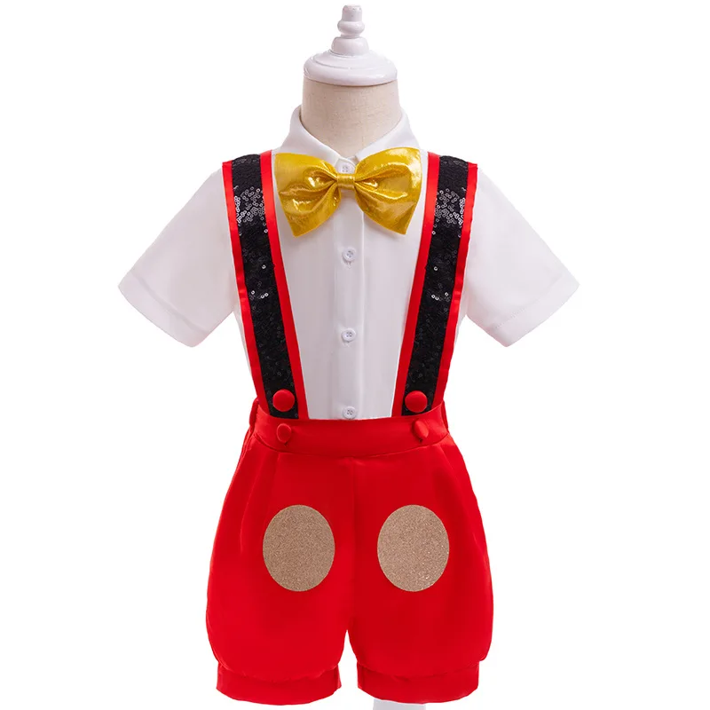 Bow Tie Mickey Mouse Trajes 3pcs Set Kids Cartoon Mickey Mouse