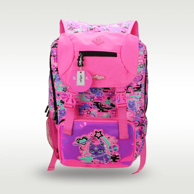 

Australia Smiggle Original Children's Schoolbag Girls Shoulders Backpack Rose Space Cat Large Capacity School Supplies 18 Inches