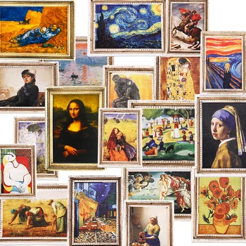 Magneti per frigorifero con pittura di fama mondiale Decorazioni creative per porte di frigorifero Mini opere di Van Gogh Monet 1