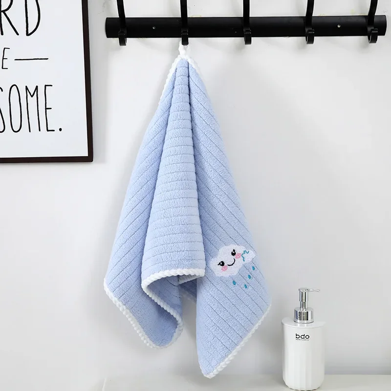 2size Children Towels Baby Face Towel Soft Embroidered Absorbent Cotton Bath Towels for Newborn Kids Handkerchief Shower Stuff