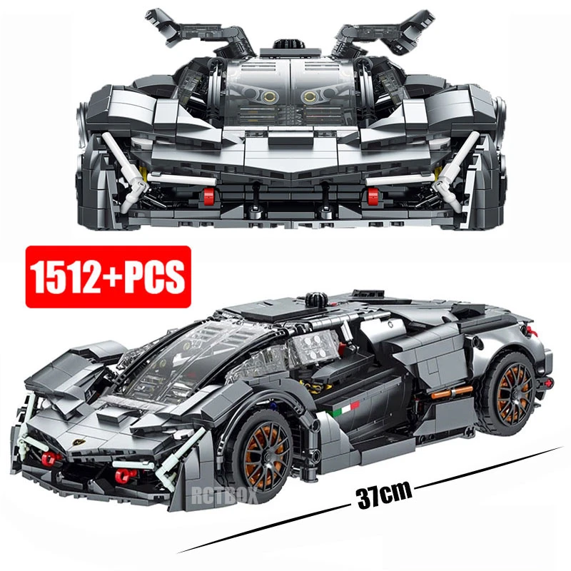 Technical Super Sport Car V14 Model Building Block Famous Vehicle MOC