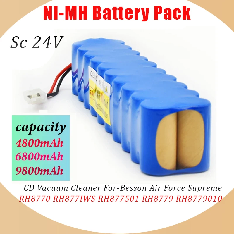 Sc 24V 9800Mah Cd Battery Pack Nimh Aspirapolvere Bethan Air Force Supreme Adatto Per Rh8770 Rh8771Ws Rh87501 Rh8779 Rh877901