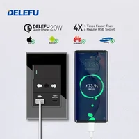 DELEFU Black Tempered Glass Italy USB TypeC Fast Charging Wall Socket Schuko Tuya Wifi Smart Switch Sat TV Tel Doorbell Chile - Image 5