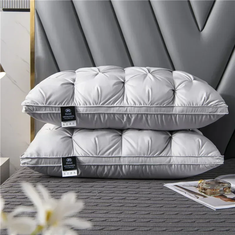 Down Pillow 100% White Goose Feather Pillow Core Five-star Hotel Cotton Single Cervical Vertebra Support Sleep Pillow 2